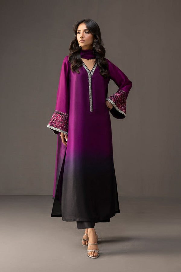 ZAINAB CHOTANI-3PC SHAMOZ SILK PRINT EMBROIDERED BIC-1716